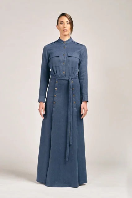 Denim dyed hemp dress Tunics Bridal satin