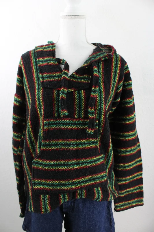 Vintage Striped Hoodie (M) Hoodie with Tied Waist Feminine Flattering