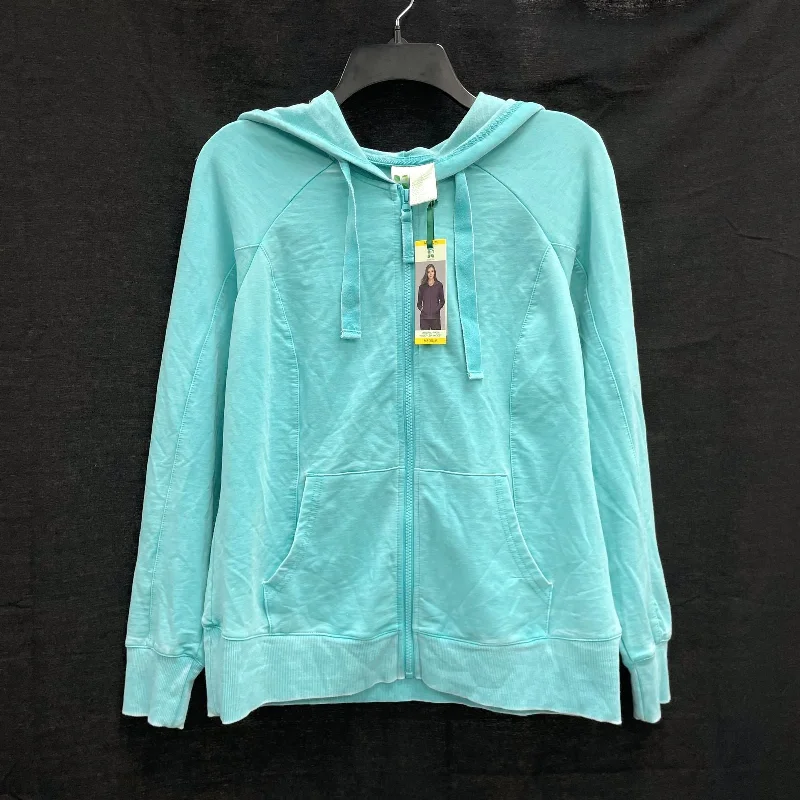 NWT Wmns GREEN TEA Blue Green / Turquoise Mineral Wash Hoodie Sweater Sz M Hoodie with Pattern Geometric Abstract