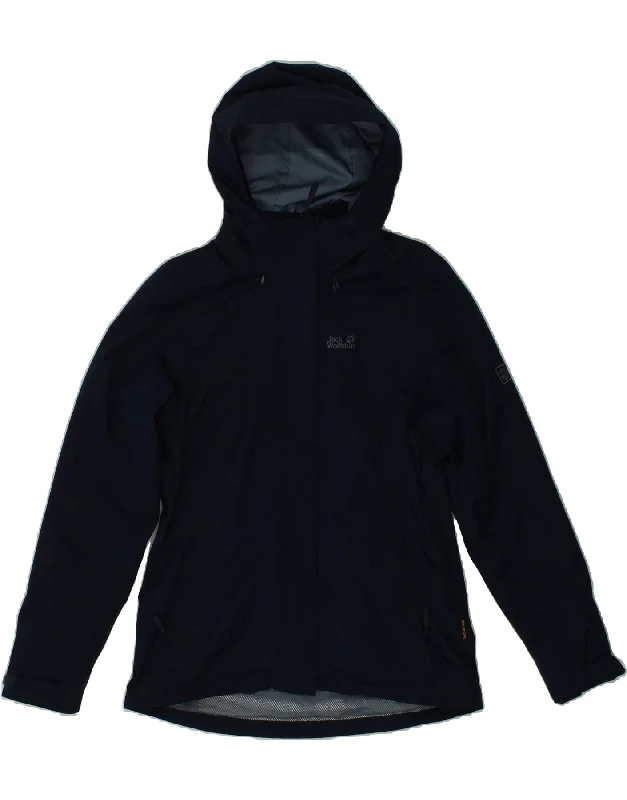 JACK WOLFSKIN Womens Hooded Windbreaker Jacket UK 10 Small Navy Blue Tailored Jacket Straight Jacket A-Line Jacket JACK WOLFSKIN Womens Hooded Windbreaker Jacket UK 10 Small Navy Blue Tailored Jacket Straight Jacket A-Line Jacket