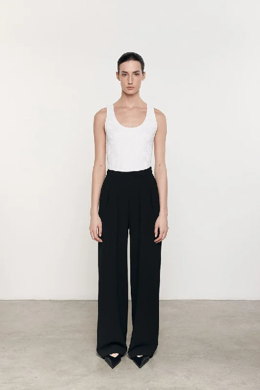 Cashmere Cotton Pointelle Knit Tank - White navy tank top
