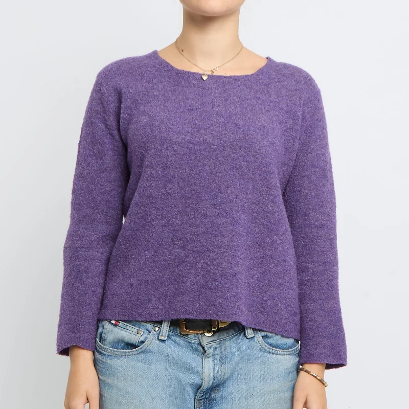 Heavy Knit Round Neck Sweater - UK 12 Seamless Knitted Crochet