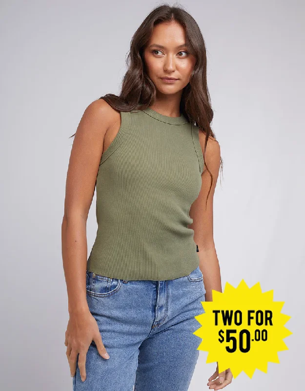 SILENT THEORY Greta Womens Tank - Khaki flexible tank top