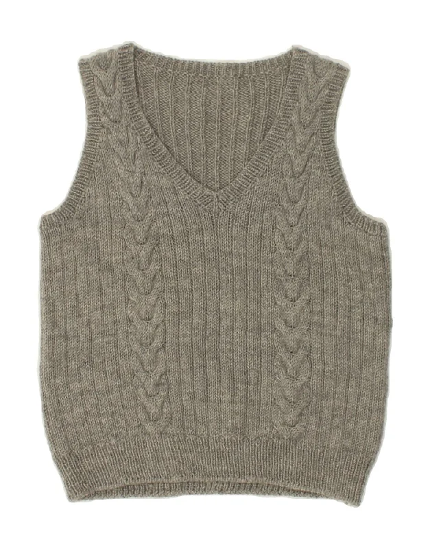 VINTAGE Womens Vest Tank Top UK 10 Small Grey charcoal tank top