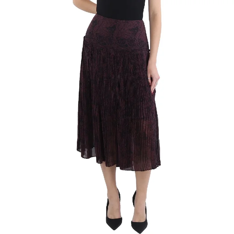 Ted Baker Womens Pleated Mid Calf A-Line Skirt cotton skirt soft
