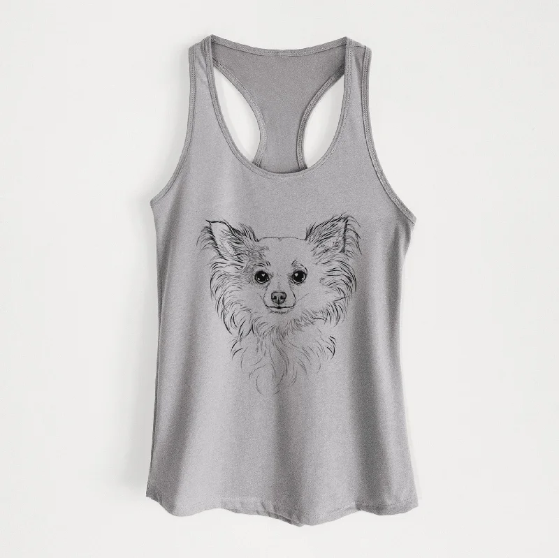 Princess Ava the Long Haired Chihuahua - Women's Racerback Tanktop charcoal tank top