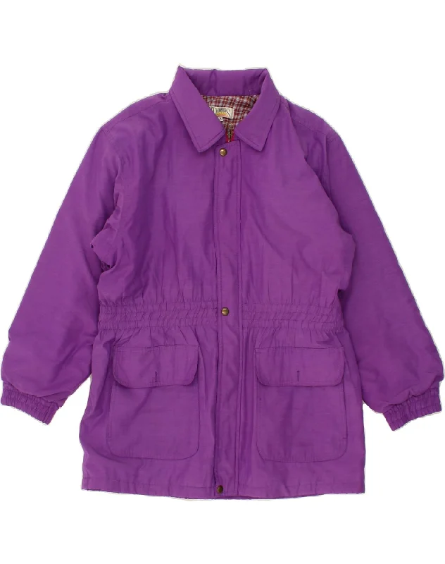 VINTAGE Womens Utility Jacket UK 14 Medium Purple Satin Jacket Silk Jacket Chiffon Jacket