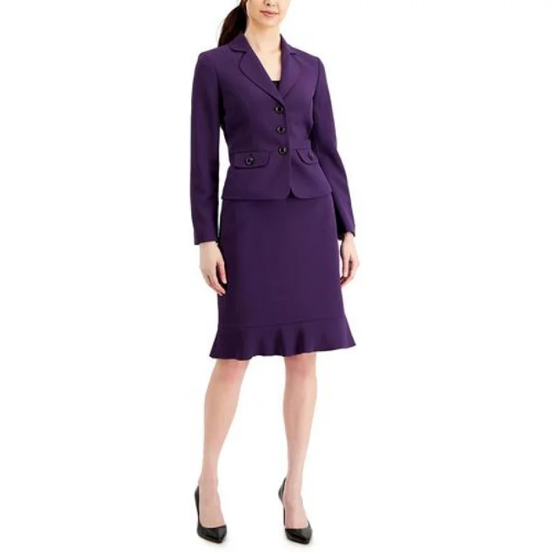 Le Suit Womens Petites Knit Ruffled A-Line Skirt athletic skirt fit