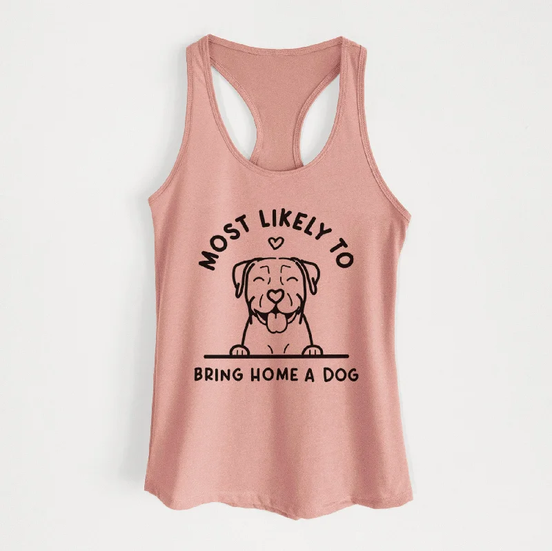 Most Likely to Bring Home a Dog - Pitbull - Women's Racerback Tanktop soft pink tank
