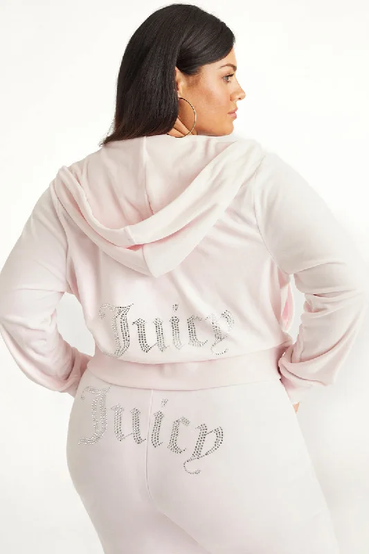 Plus-Size OG Big Bling Velour Hoodie Hoodie with Raglan Sleeves Sporty Comfortable