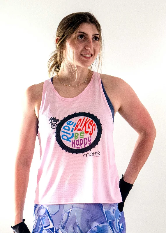 Ride Bikes Be Happy Tank Powder high neck tank