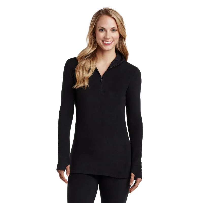 Fleecewear With Stretch Long Sleeve Half Zip Hoodie Hoodie with Slim Fit Tailored Modern