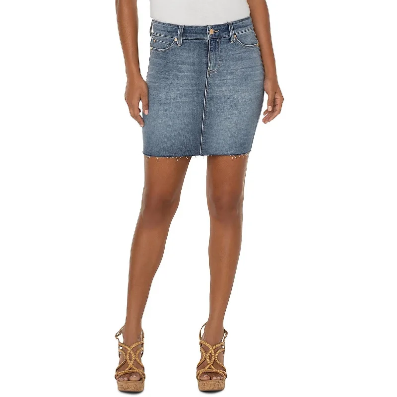 Liverpool Los Angeles Womens Raw Hem Short Mini Skirt pencil skirt chic