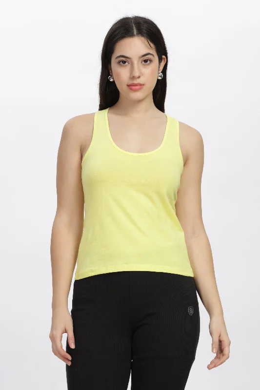 Women Sleeveless Razer Back Running Tank top (Lemon Yellow) baby blue tank