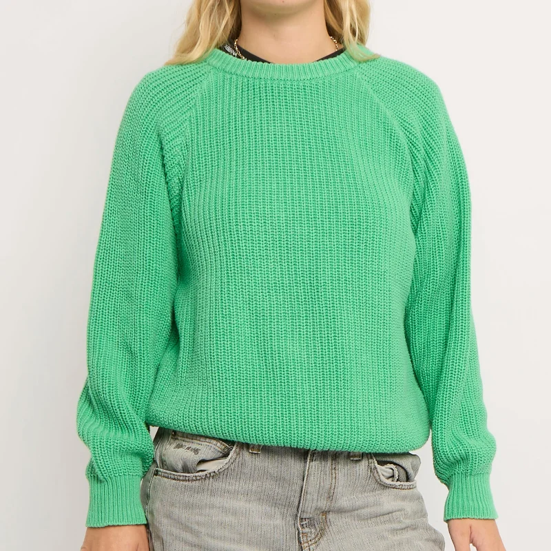 Heavy Knit Crewneck Sweater - UK 12 Print Jacquard Patchwork
