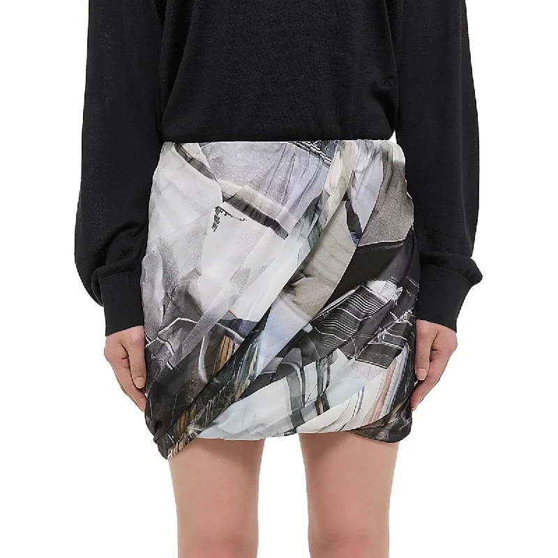 Helmut Lang Womens Silk Bubble Mini Skirt linen skirt light