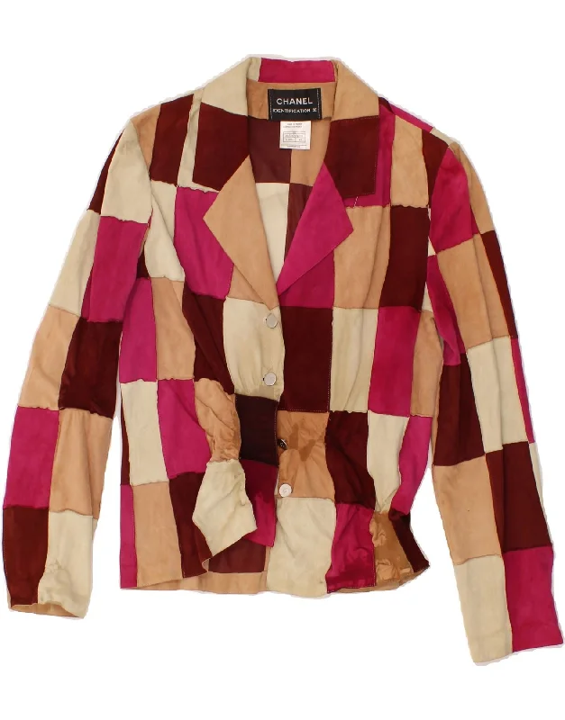 CHANEL Womens 4 Button Blazer Jacket IT 42 Medium Multicoloured Suede Welt Pockets Slit Pockets Flap Pockets CHANEL Womens 4 Button Blazer Jacket IT 42 Medium Multicoloured Suede Welt Pockets Slit Pockets Flap Pockets