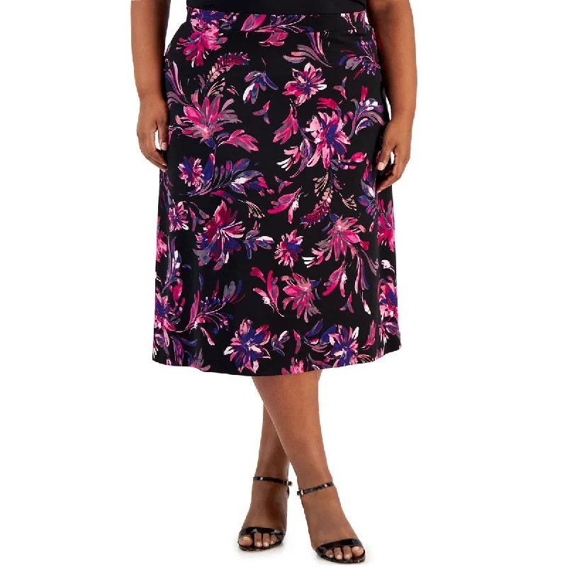 Kasper Womens Printed Pull On Midi Skirt lace skirt romantic