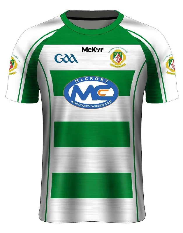 Mc Keever Sarsfields GAA Match Jersey - Adult - White/Green Ribbed Jersey Tee