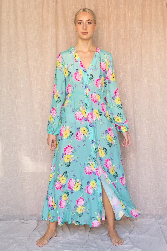 Hollywood Dress - Ocean Flower Boatneck Modish Everyday
