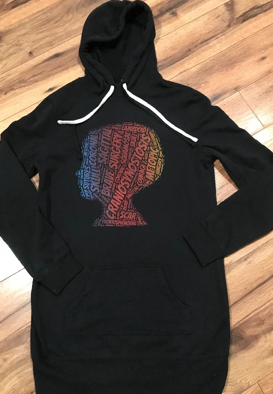 Black Longer Hoodie with Multi-Colors