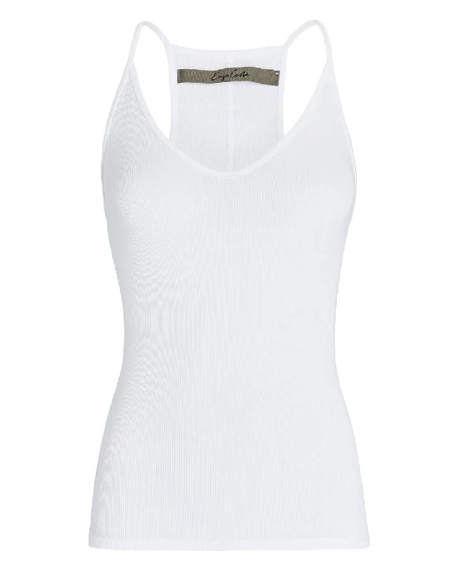Silk Knit U Tank - White gold tank top
