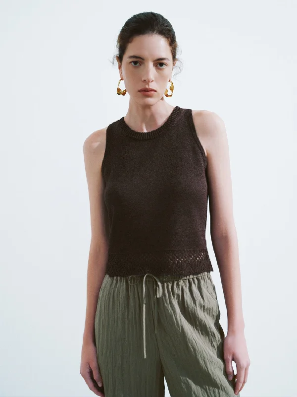 Crew Neck Skinny Knitted Tank Top ribbed tank top