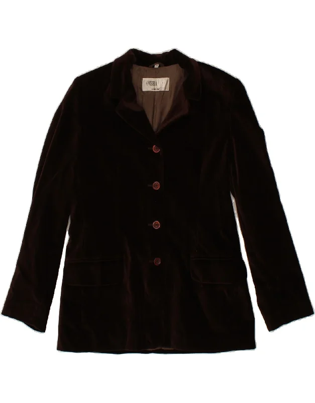 OMBRALUCE Womens 4 Button Blazer Jacket IT 46 Large Brown Cotton Striped Jacket Polka Dot Jacket Floral Jacket OMBRALUCE Womens 4 Button Blazer Jacket IT 46 Large Brown Cotton Striped Jacket Polka Dot Jacket Floral Jacket