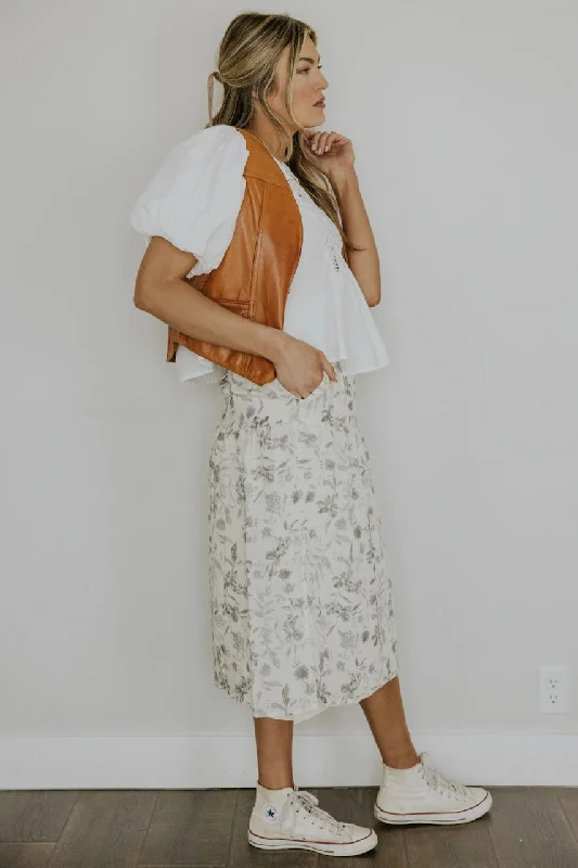 SALT Brookhaven Side Slit Tiered Skirt velvet skirt glossy