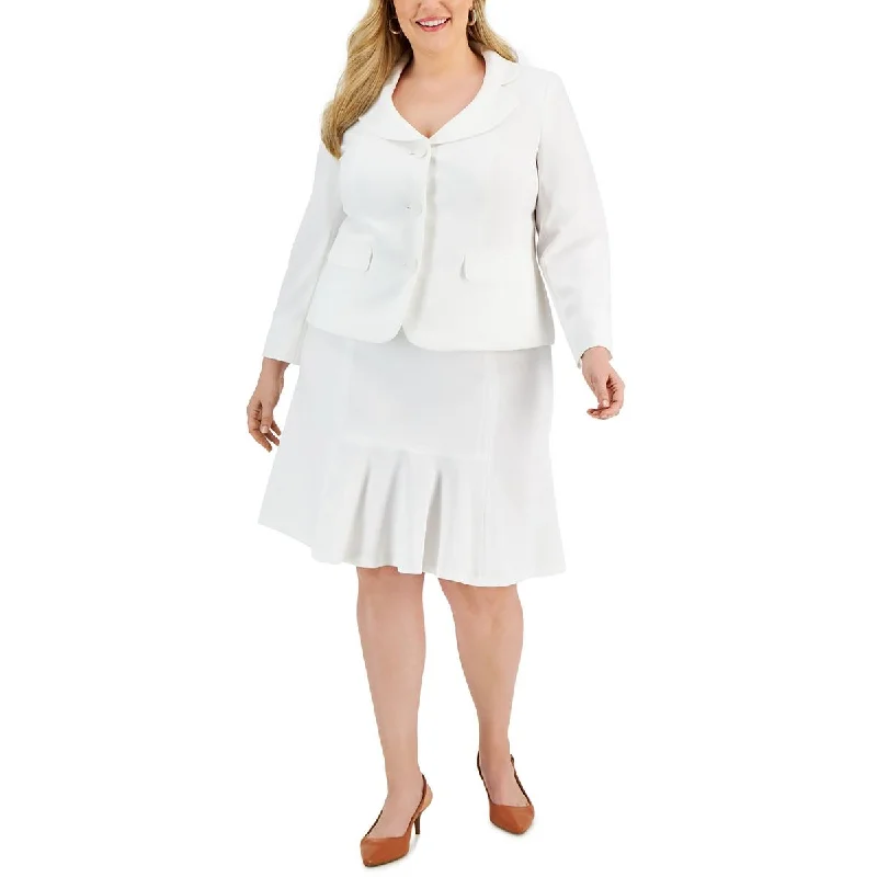 Le Suit Womens Plus Solid  A-Line Skirt chiffon skirt floaty