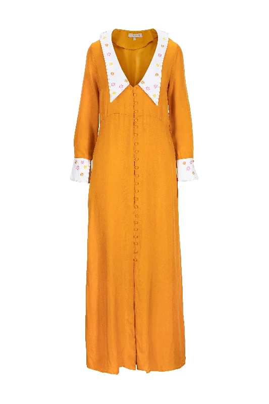 Blazing Star Long Dress - Orange Tunics Cozy comfortable