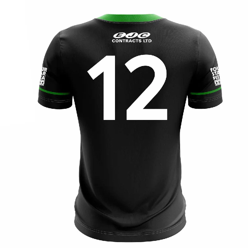 Mc Keever Queens GAA Official Camogie Numbered Away Jersey - Womens - Black Patterned Jersey Tee Mc Keever Queens GAA Official Camogie Numbered Away Jersey - Womens - Black Patterned Jersey Tee