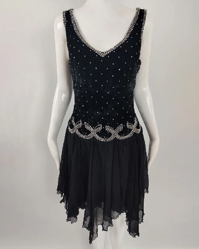 Blumarine Couture Vintage Silk Velvet & Chiffon Evening Dress Tunics Short Trendy