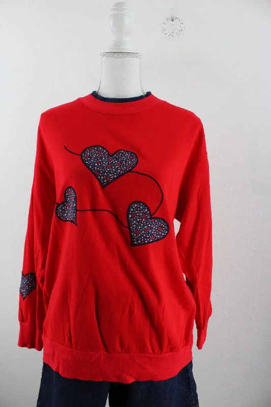 Vintage Heart Sweatshirt (L) Hoodie with Thumb Holes Functional Cozy