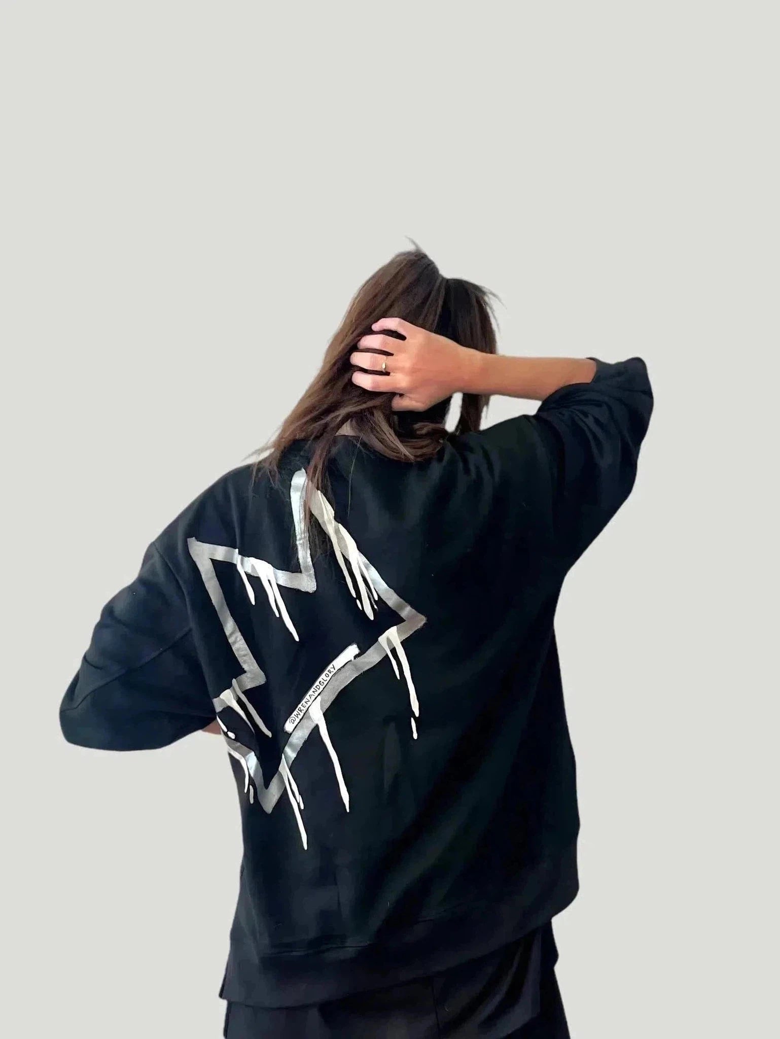 Wren + Glory 'My Crown' Hand-Painted Sweatshirt Hoodie with Embroidery Detailed Premium