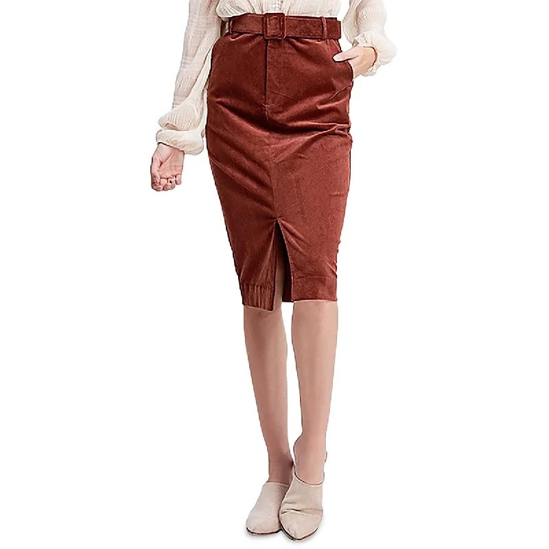En Saison Womens Courderoy Pencil A-Line Skirt spandex blend skirt