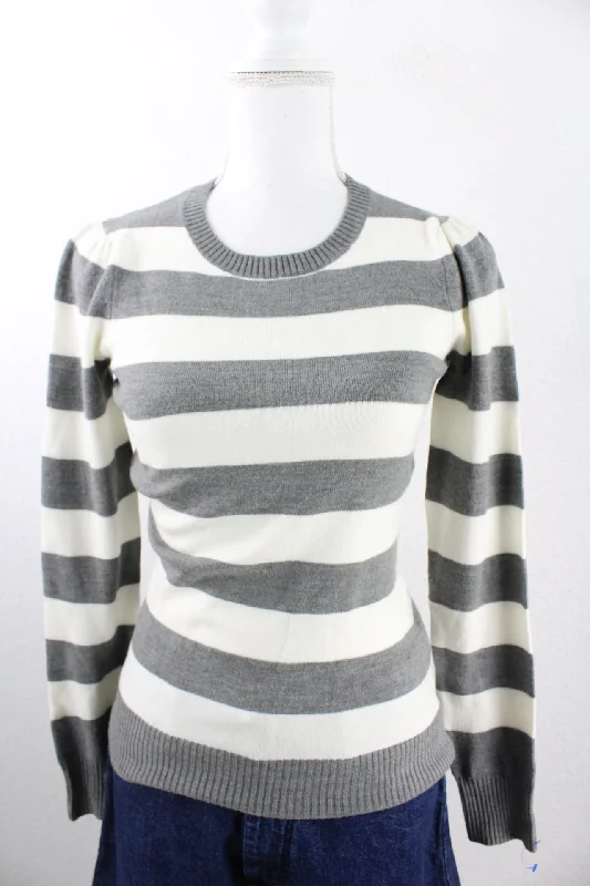 Vintage Striped Sweatshirt (S) Hoodie with Snap Buttons Easy Quick