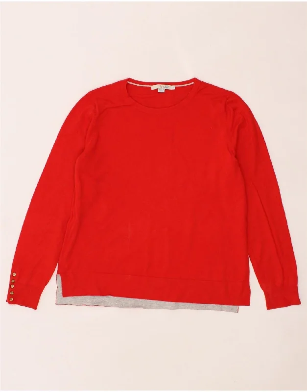 BODEN Womens Boat Neck Jumper Sweater UK 16 Large Red Cotton Turtle Neck Boat Neck Asymmetrical Neck