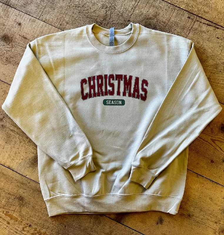 Christmas Season Graphic Sweatshirt Hoodie with Side Slits Relaxed Casual