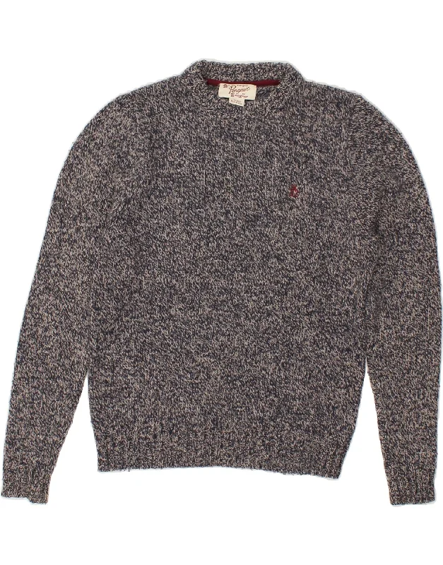 PENGUIN Womens Crew Neck Jumper Sweater UK 14 Medium Grey Lambswool Casual Formal Business