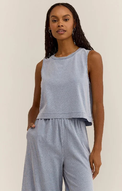 Z Supply - Sloane Jersey Denim Muscle Tank - floral tank top