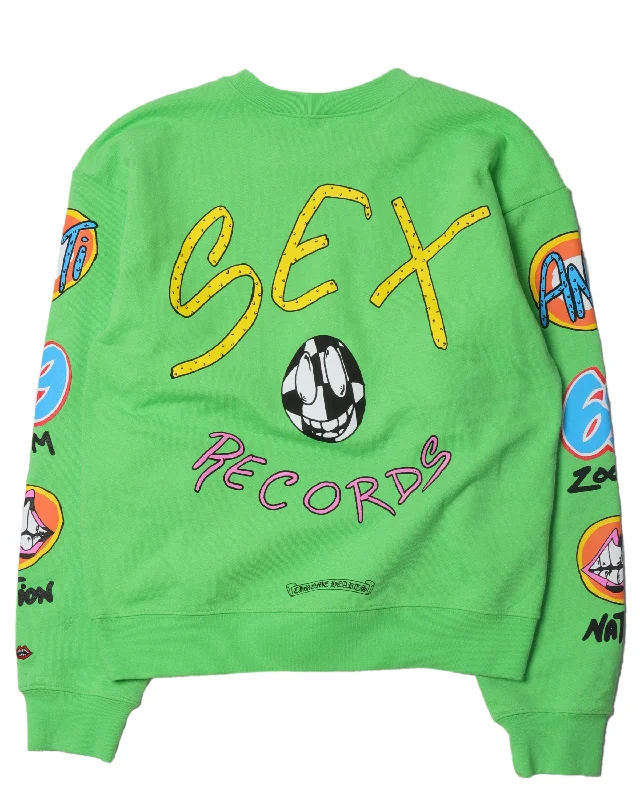 Matty Boy Sex Records Crewneck Sweatshirt Hoodie with Double Zipper Versatile Adjustable