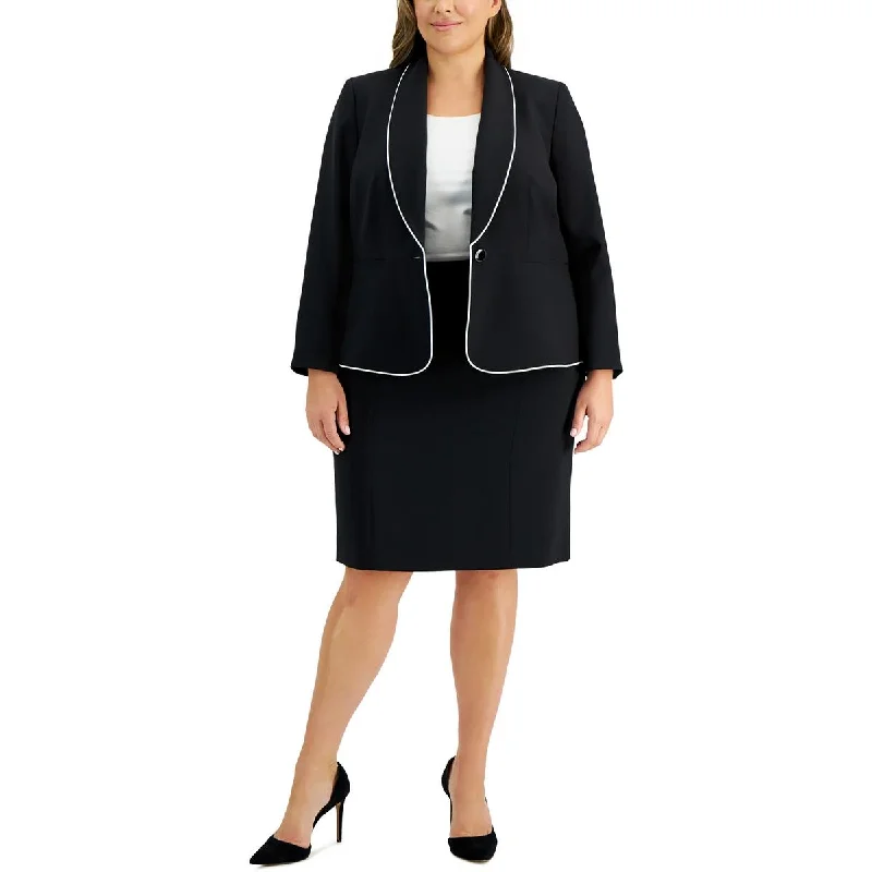 Le Suit Womens Plus Solid  A-Line Skirt silk skirt lustrous