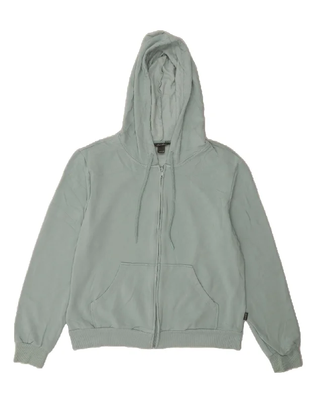 EDDIE BAUER Womens Zip Hoodie Sweater UK 14 Medium Blue Viscose Stylish Fashionable Trendy