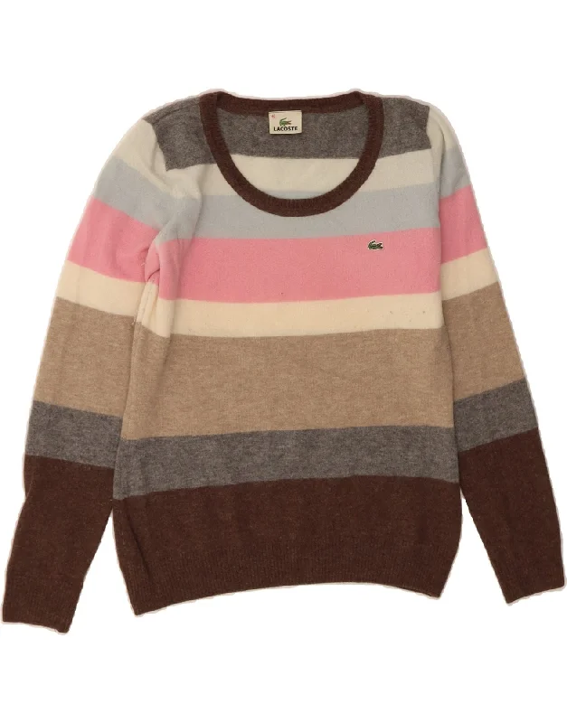 LACOSTE Womens Boat Neck Jumper Sweater Size 40 Medium Multicoloured Long Sweater Short Sweater Cropped Sweater