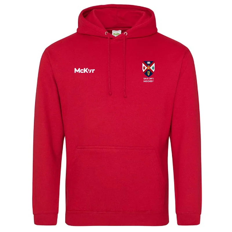 Mc Keever Queens Hockey College Hoodie - Adult - Fire Red Hoodie with Metallic Shiny Futuristic