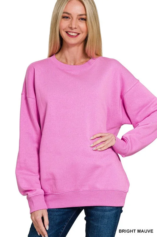 Classic Perfection Bright Mauve Fleece Pullover Sweatshirt Hoodie with Oversized Fit Loose Comfortable