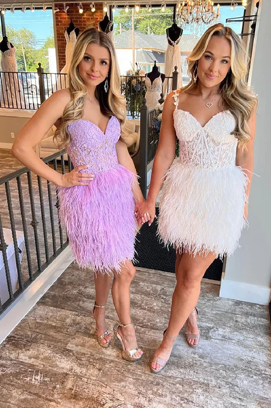 Cute Sweetheart Ivory Feather Short Homecoming Dresses with Appliques Tunics Versatile functional Cute Sweetheart Ivory Feather Short Homecoming Dresses with Appliques Tunics Versatile functional