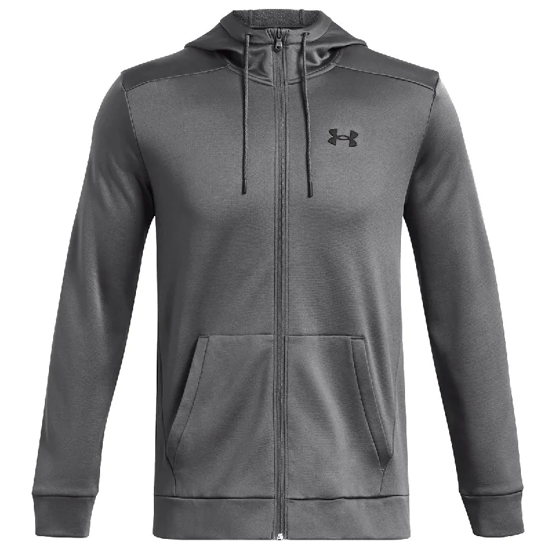 Under Armour Fleece Full Zip Hoodie - Mens - Castlerock/Black Hoodie with Button Placket Classic Preppy