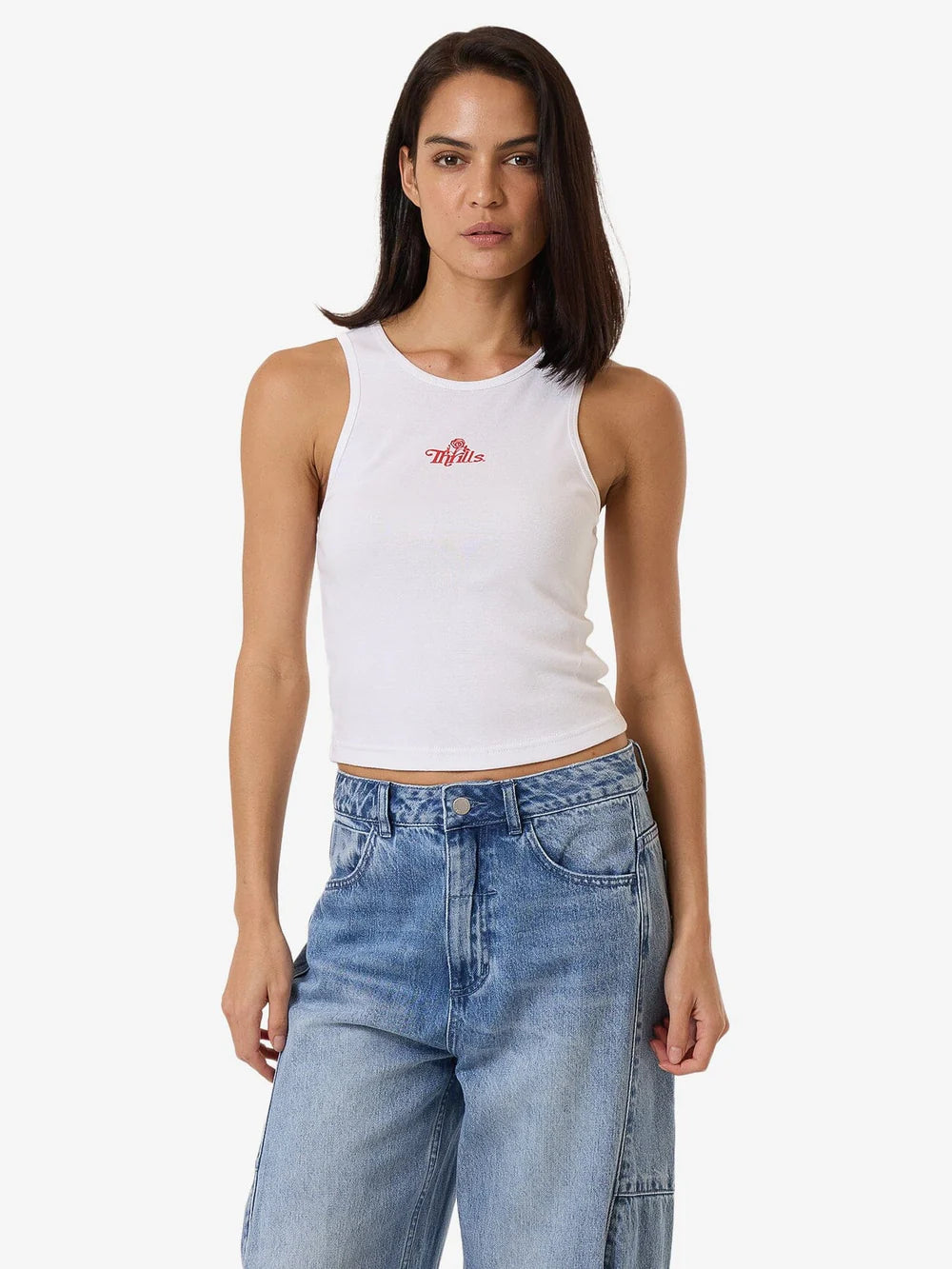 THRILLS Growing Together Womens Curve Tank - White layering tank top